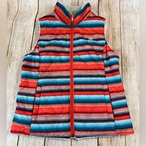 Women’s Ariat Hallstatt Reversible Serape Aztec Stripe Vest Full Zip Size Medium